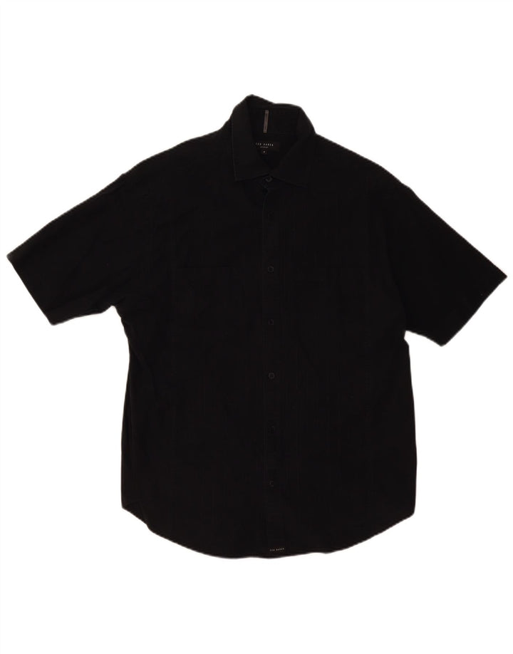 Ted Baker Herren-Kurzarmhemd, Größe 4, groß, schwarze Baumwolle
