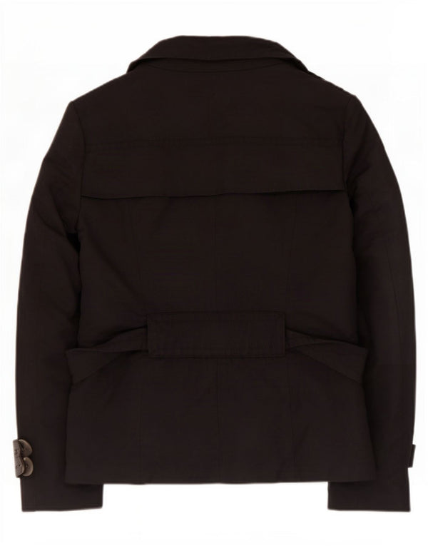 Zara Damen Pea Coat UK 12 Mittelschwarze Baumwolle