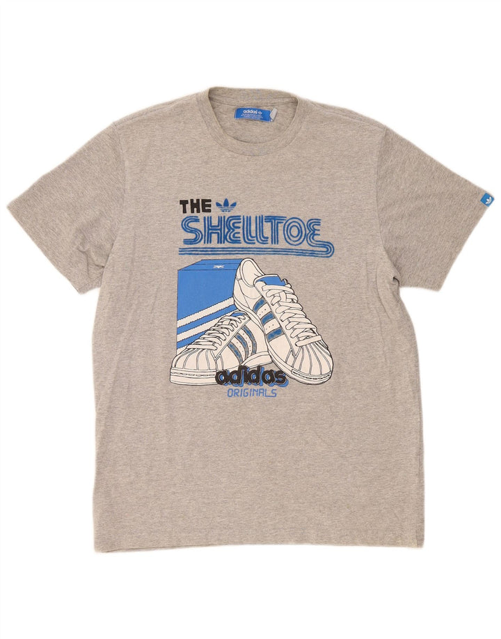 Adidas Herren Grafik-T-Shirt aus mittelgrauer Baumwolle
