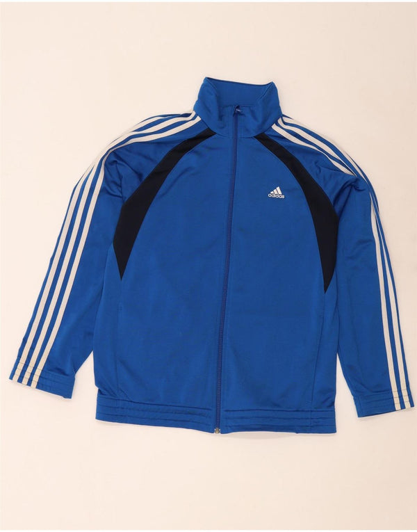 Adidas Jungen-Trainingsanzug-Top-Jacke, 15–16 Jahre, blaues Colourblock-Polyester