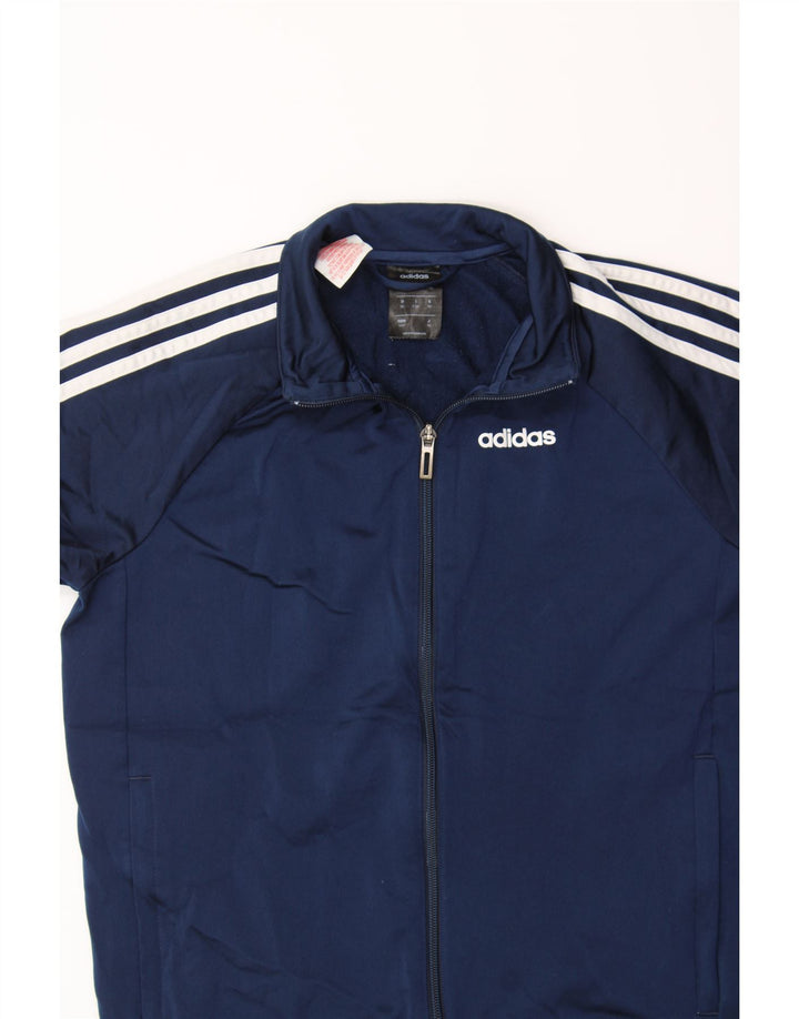 ADIDAS Boys Climalite Tracksuit Top Jacket 11-12 Years Navy Blue Polyester Vintage Adidas and Second-Hand Adidas from Messina Hembry 
