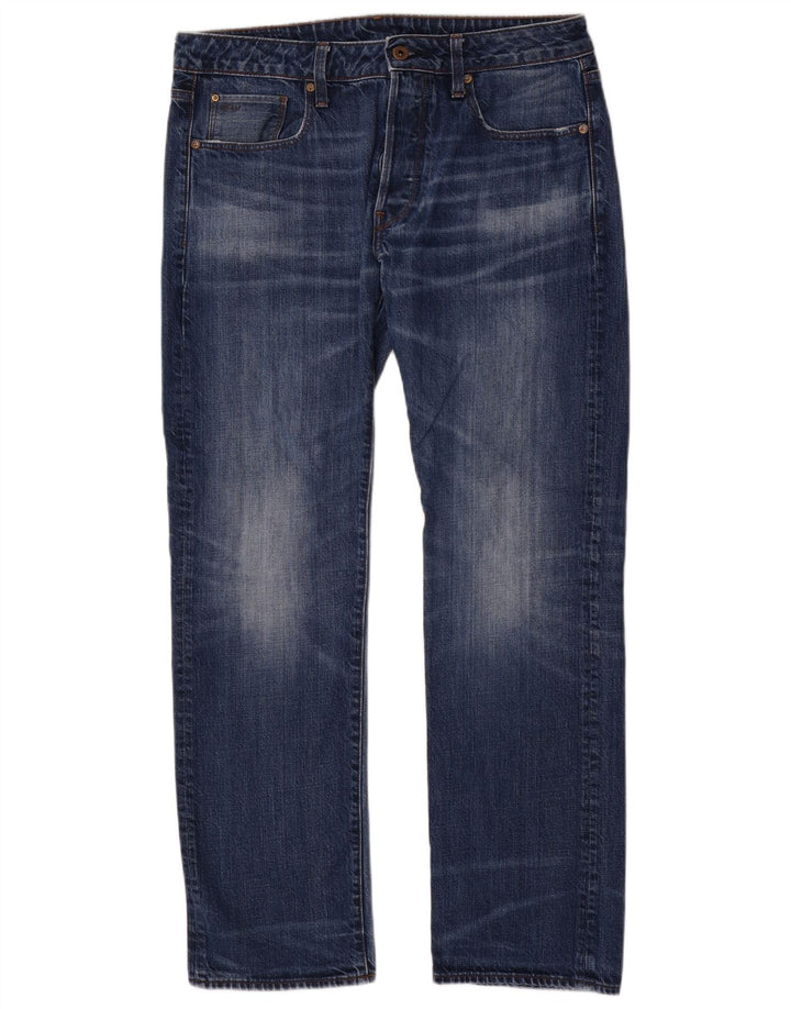 G-Star Herren Straight Jeans W34 L32 Blaue Baumwolle