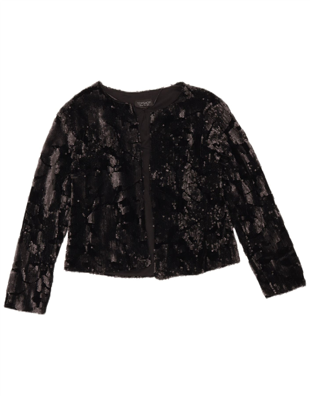 TOPSHOP Damen Crop Open Blazer Jacke UK 8 Small Schwarz Polyester