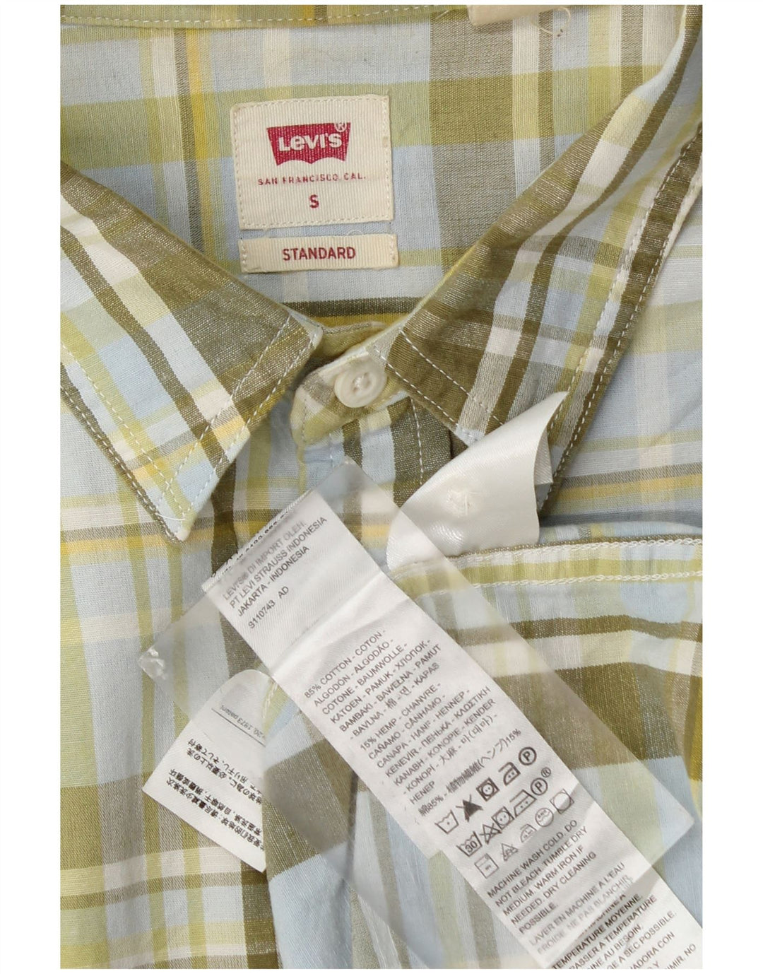 Levi's Herren-Standardhemd, klein, grün kariert, Baumwolle