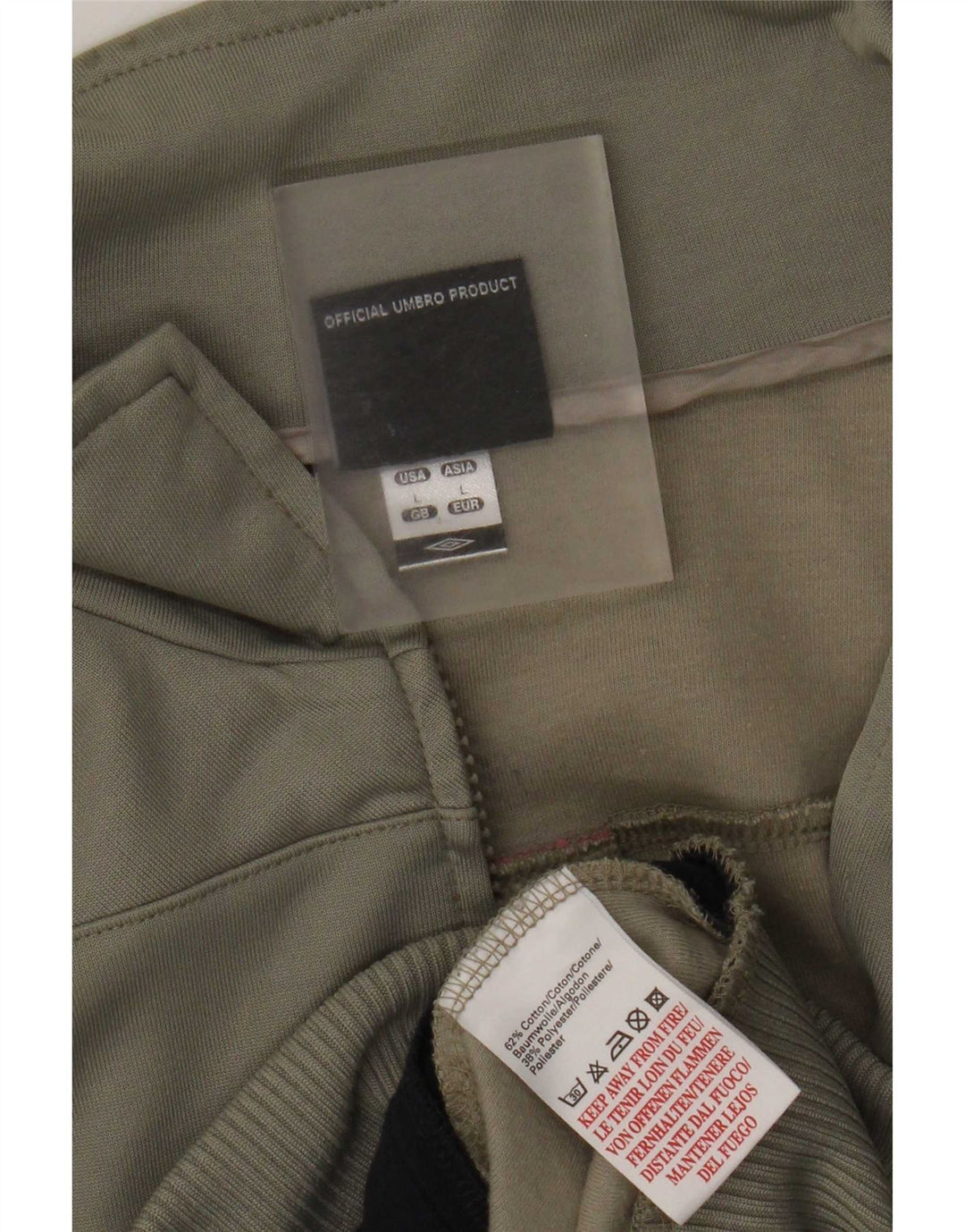 Umbro Herren-Trainingsanzug-Top-Jacke, große Khaki-Farbblock-Baumwolle