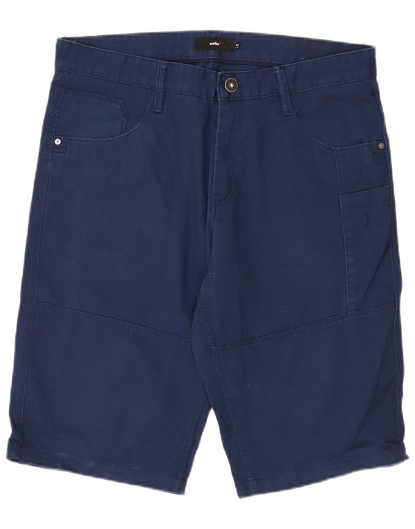Celio Herren Cargo-Shorts W34 Große marineblaue Baumwolle