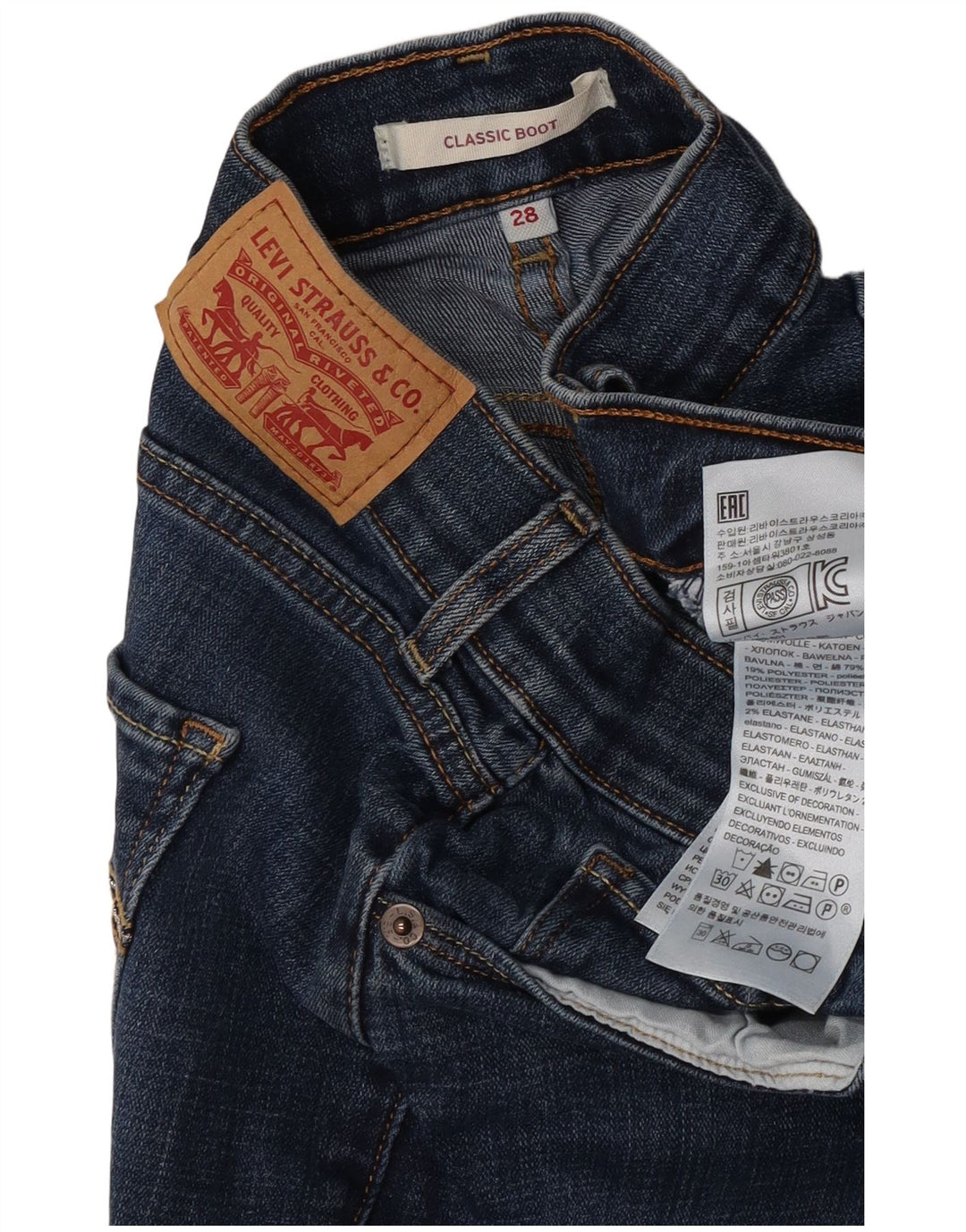 Levi's Damen Classic Bootcut Jeans W28 L32 Blaue Baumwolle
