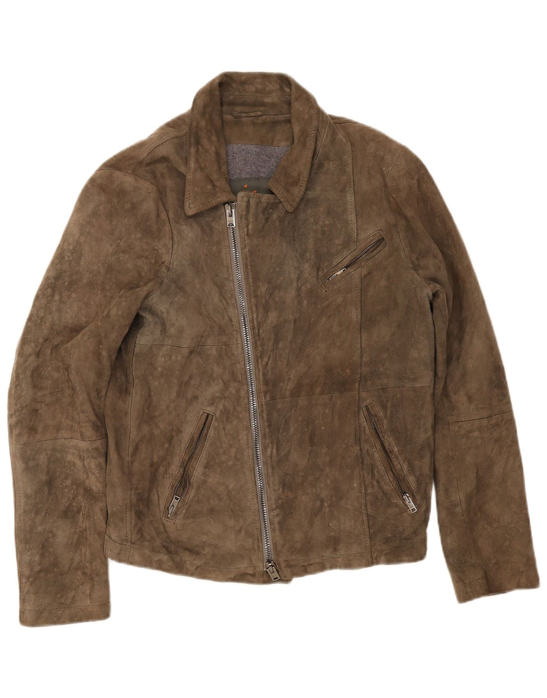 Giorgio Brato Herren Wildleder Bikerjacke IT 48 Mittelgrünes Leder
