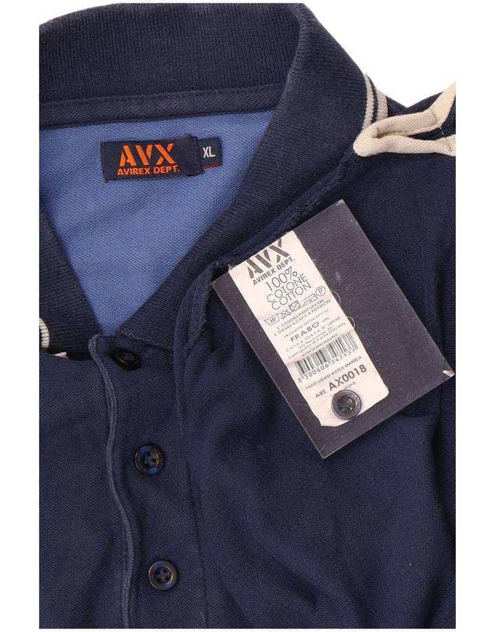 AVIREX Herren Poloshirt XL Marineblau Baumwolle