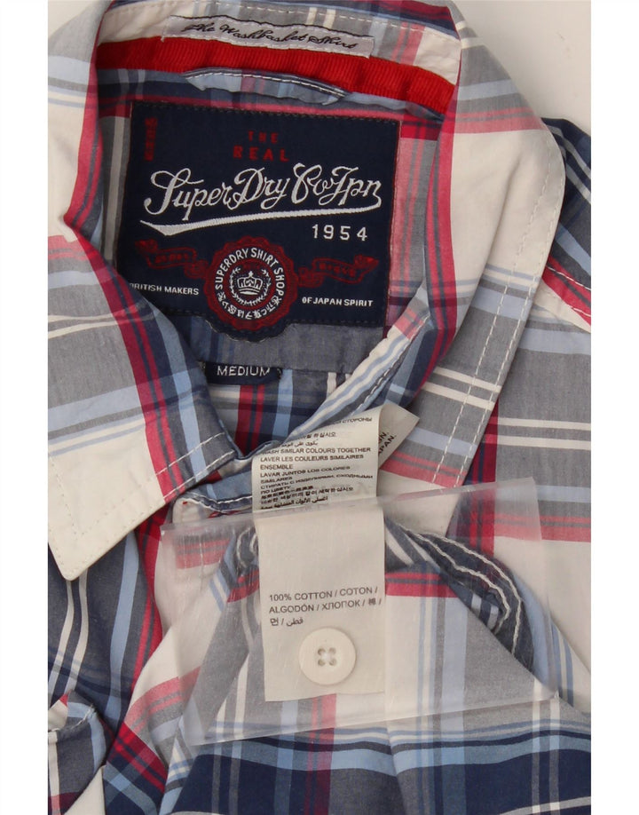SUPERDRY Mens Short Sleeve Shirt Medium Blue Check Cotton Vintage Superdry and Second-Hand Superdry from Messina Hembry 