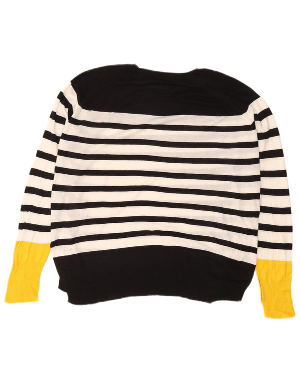 Zara Damen-Pullover, übergroß, U-Boot-Ausschnitt, Gr. 10, Größe S, Schwarz, gestreift