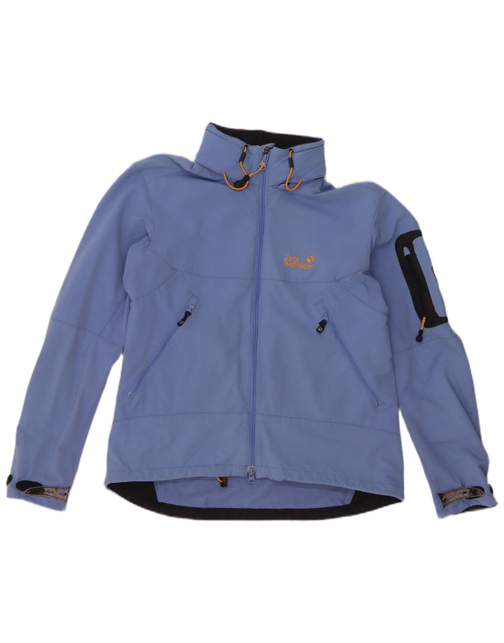 Jack Wolfskin Damen Regenjacke mit Kapuze UK 14/16 Large Blau Polyamid