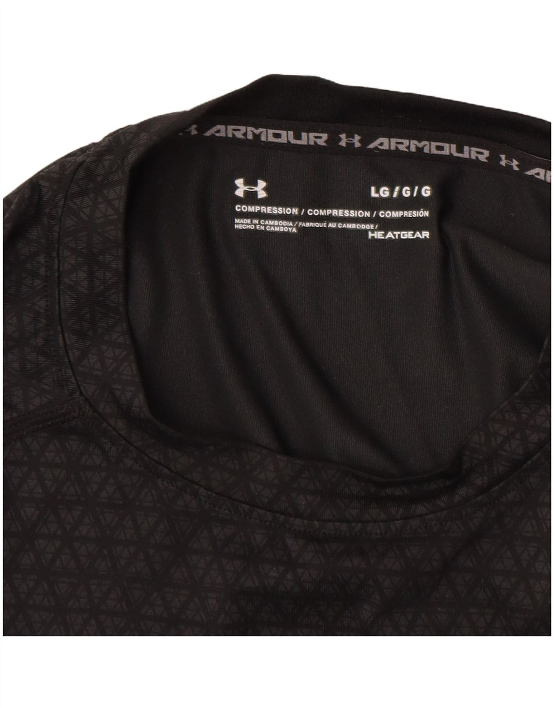 UNDER ARMOUR Herren Heat Gear T-Shirt Top Large Grau Geometrisch Synthetik