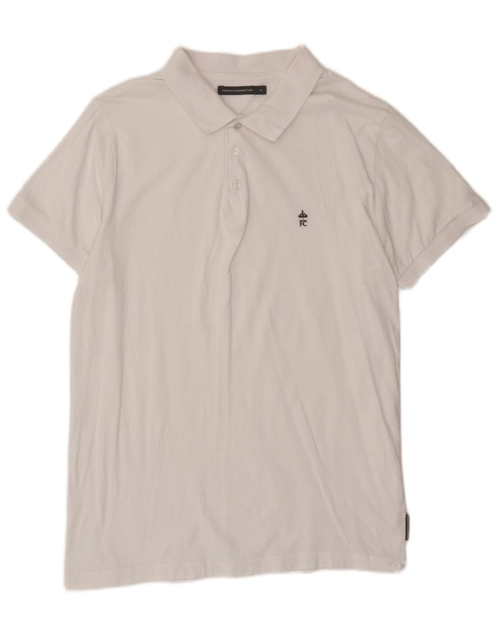 French Connection Herren-Poloshirt XL aus weißer Baumwolle
