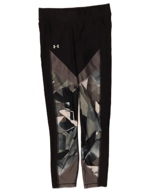 Under Armour Damen Leggings UK 10 Small Schwarz Geometrisch Polyester