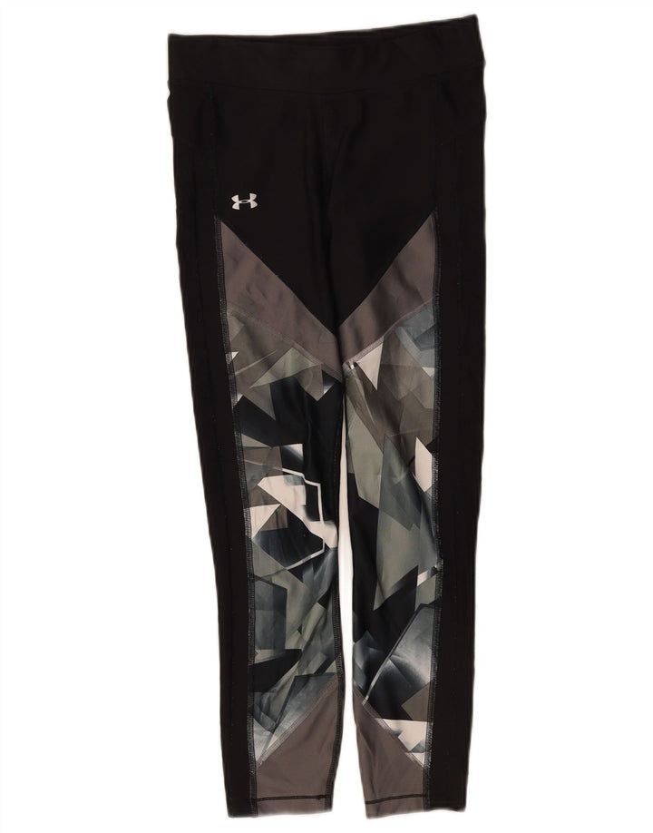 Under Armour Damen Leggings UK 10 Small Schwarz Geometrisch Polyester