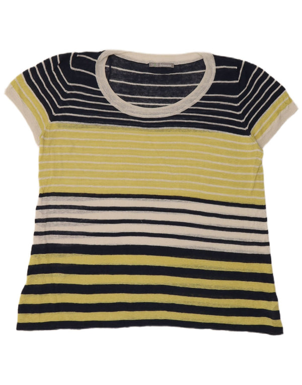 Marks & Spencer Damen T-Shirt Top UK 20 2XL Marineblau gestreiftes Leinen