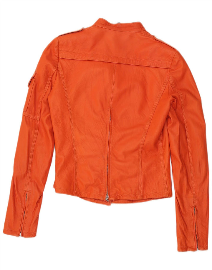 Siteli Damen Militärlederjacke IT 40 Small Orange Leder
