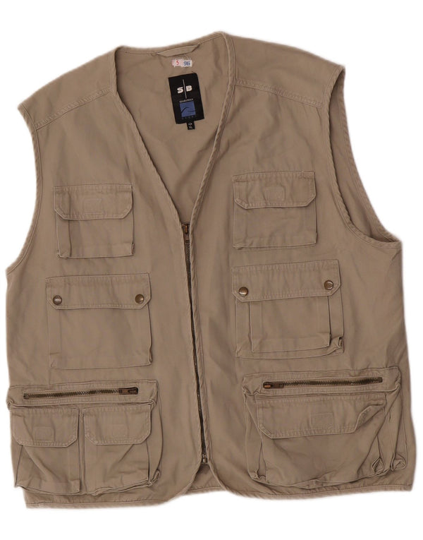 Sea Barrier Herren Utility Gilet UK 42 XL Khaki Baumwolle