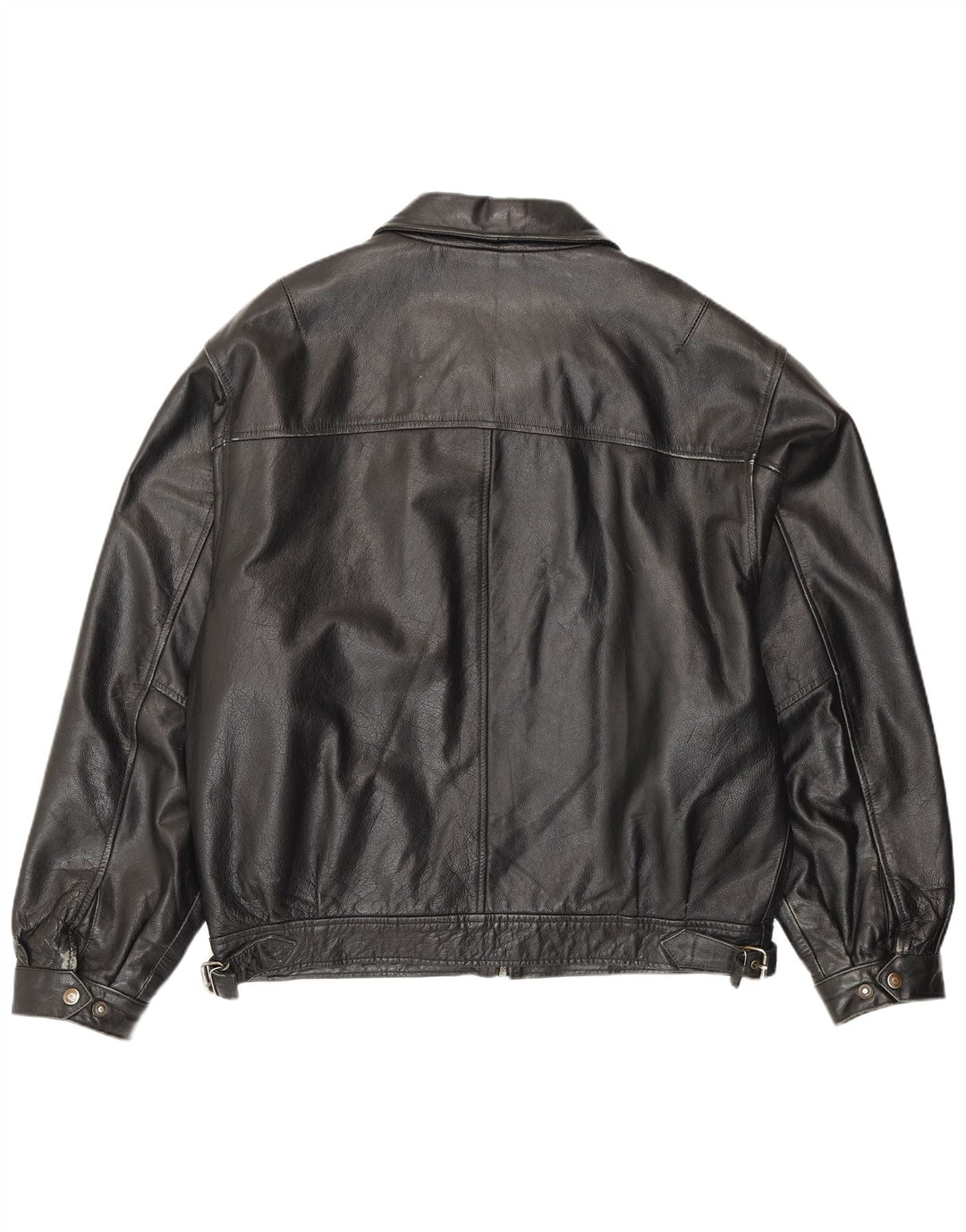 Vintage Herren Bomber Lederjacke IT 54 2XL Schwarzes Leder