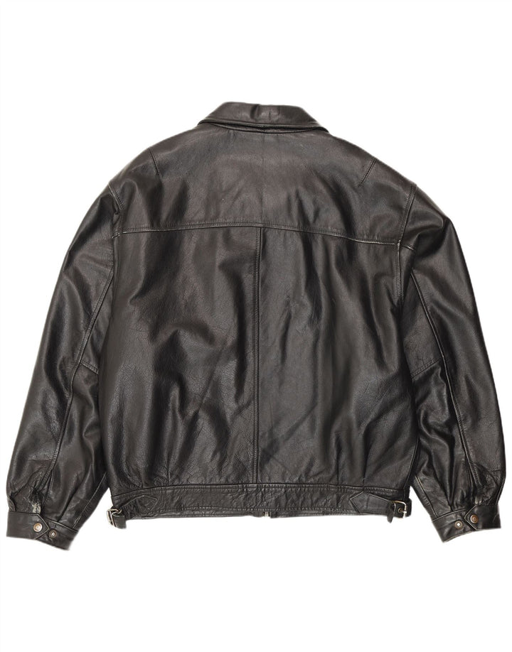 Vintage Herren Bomber Lederjacke IT 54 2XL Schwarzes Leder