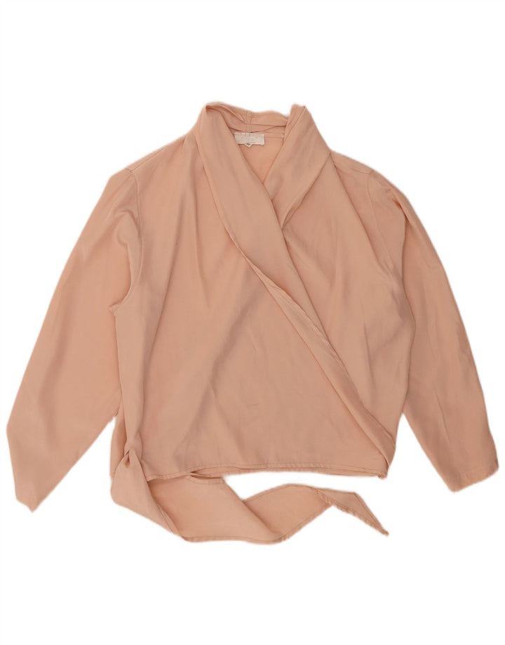 CLASS Womens Long Sleeve Wrap Crop Top UK 16 Large Pink Viscose