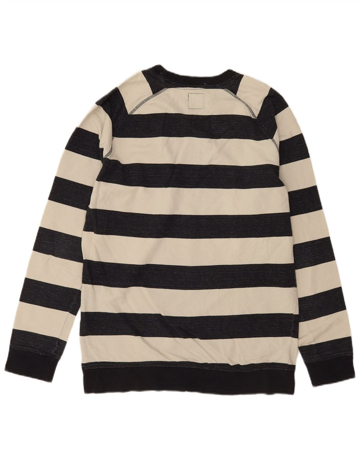 Zara Herren-Sweatshirt-Pullover XL aus weiß gestreifter Baumwolle