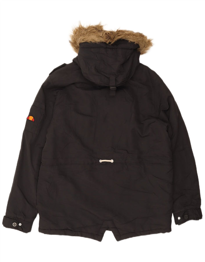 Ellesse Herren-Parkajacke mit Kapuze, UK 38, Mittelschwarz, Polyester