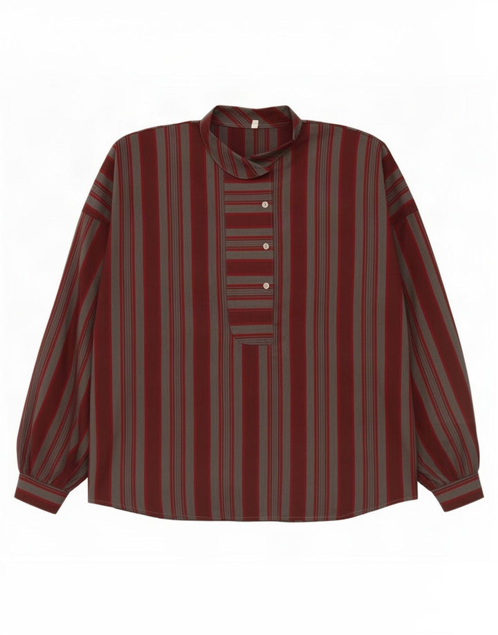 Vintage Damen Übergroßes Pullovershirt EU 40 Medium Burgund gestreift
