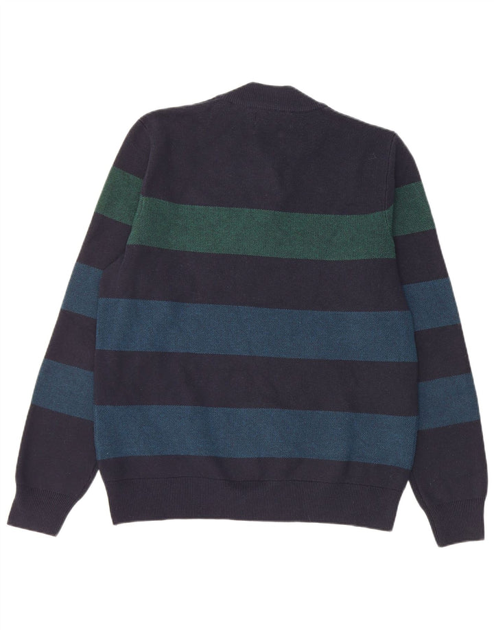Marks & Spencer Herren-Pullover mit Reißverschluss am Hals, mittleres Marineblau gestreift