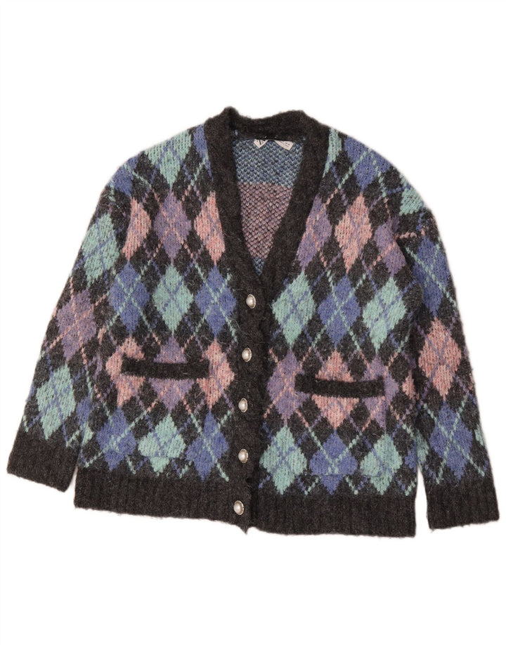 Zara Damen-Cardigan-Pullover UK 10 Klein Mehrfarbig Argyle/Diamant
