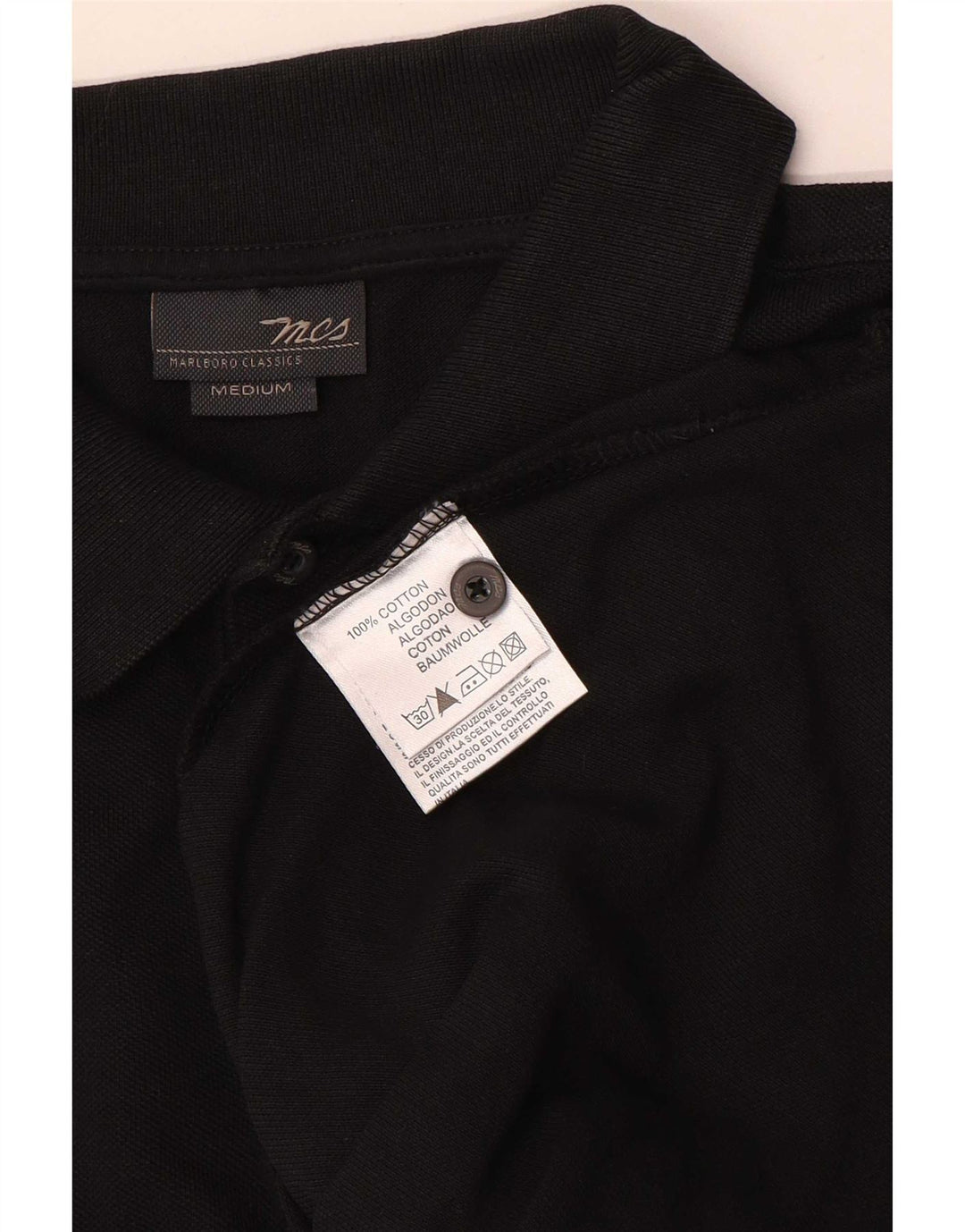 Marlboro Classics Herren-Langarm-Poloshirt aus mittelschwarzer Baumwolle