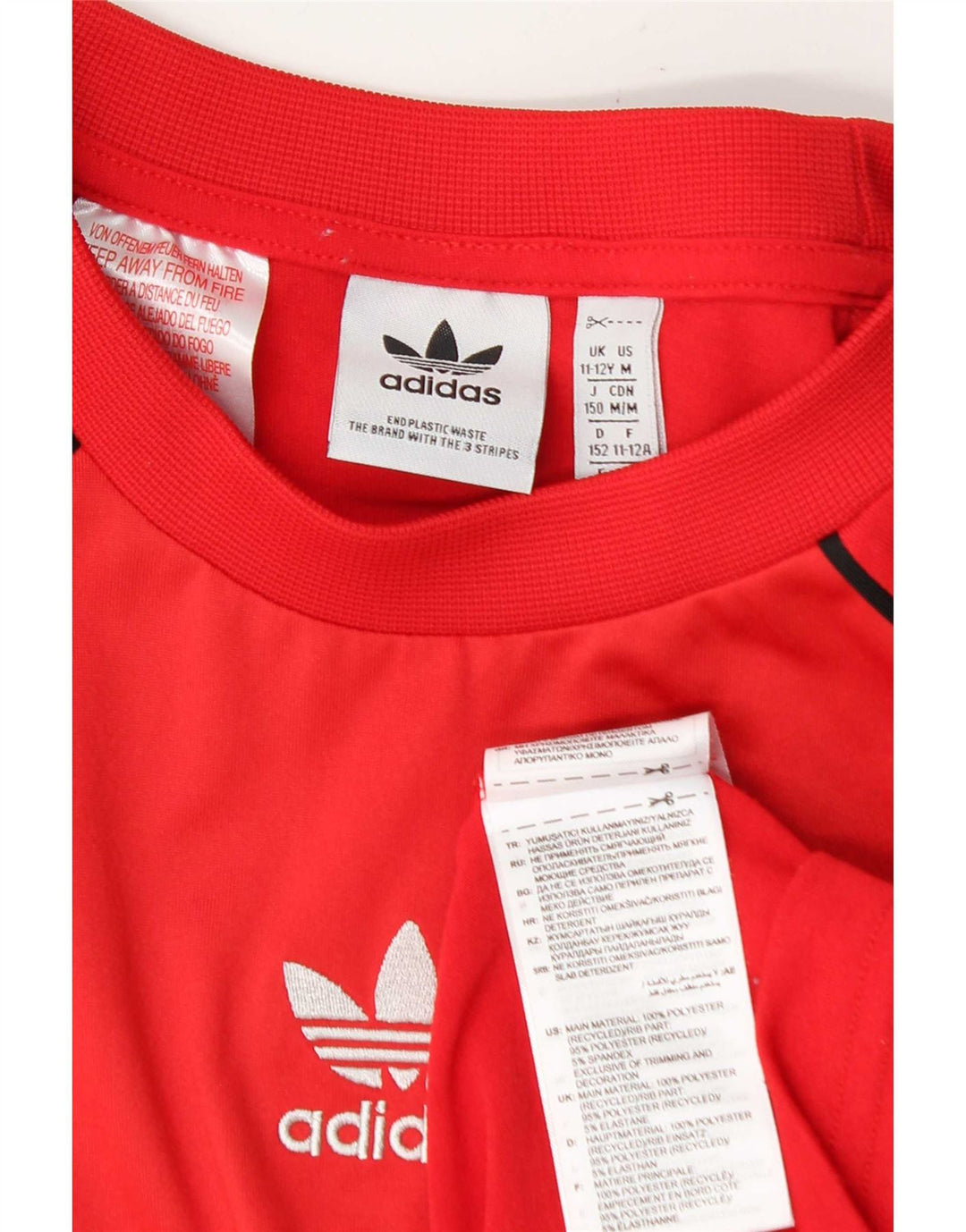 Adidas T-Shirt für Jungen, 11–12 Jahre, rotes Farbblock-Polyester