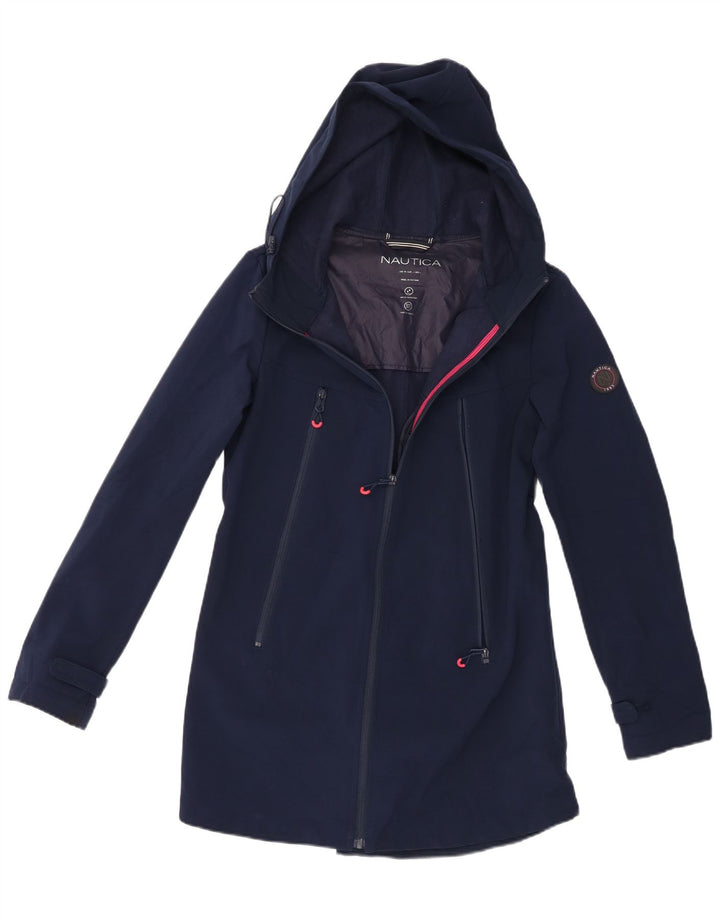 Nautica Damen-Regenjacke mit Kapuze, UK 14, Größe L, Marineblau, Polyester