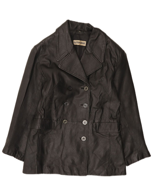 Outer Edge Damen Lederjacke UK 14 Mittelschwarzes Leder
