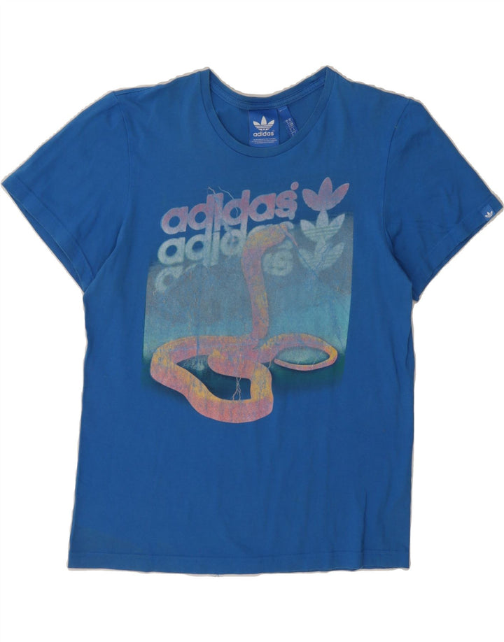 ADIDAS Herren Grafik-T-Shirt-Oberteil aus mittelblauer Baumwolle