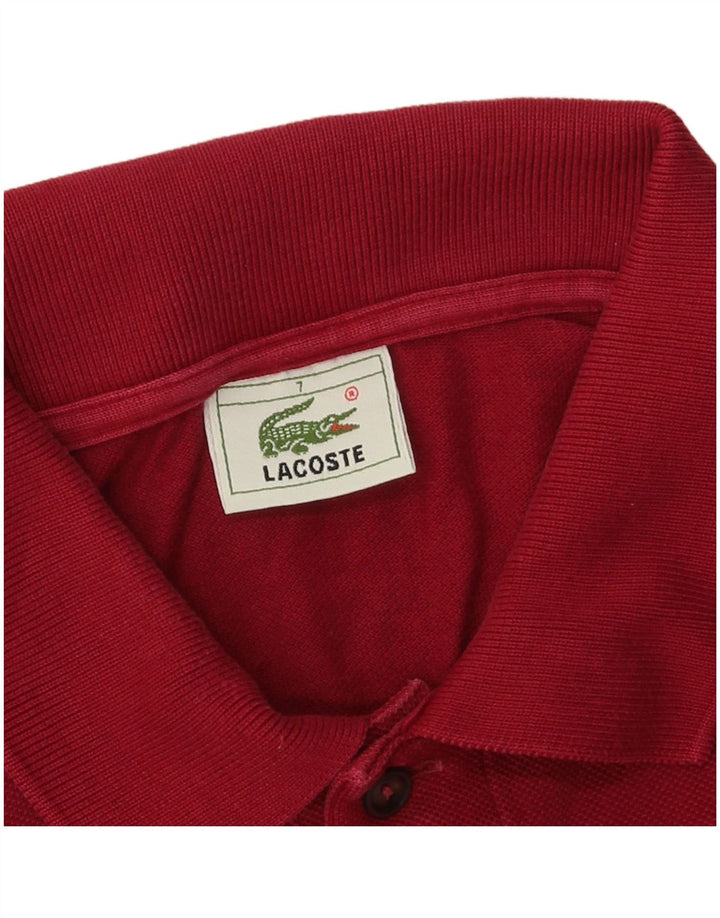 LACOSTE Herren Poloshirt Größe 7 2XL Burgunderrote Baumwolle
