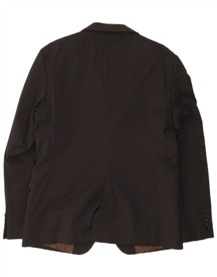 Zara Herren-Blazer mit 2 Knöpfen, EU 54, XL, schwarze Baumwolle