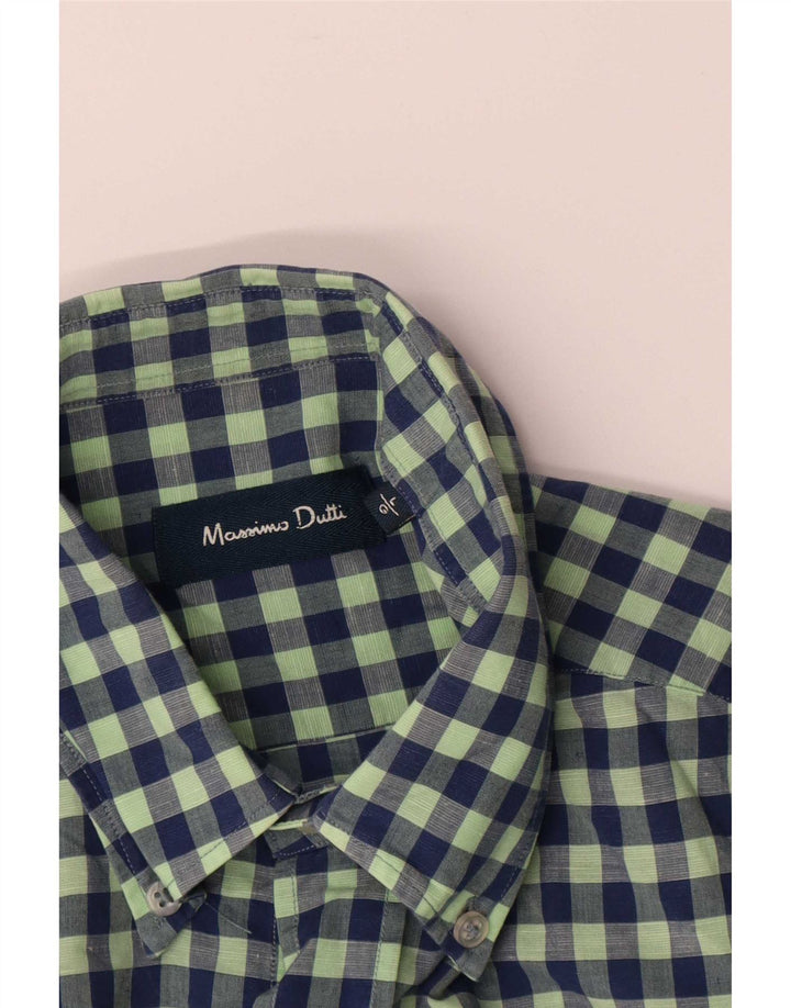 Massimo Dutti Herrenhemd, großes grünes Gingham-Karomuster