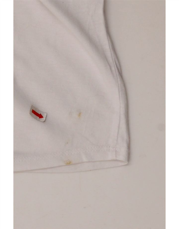 AVIREX Damen Crop Graphic T-Shirt Top UK 22 2XL Weiße Baumwolle