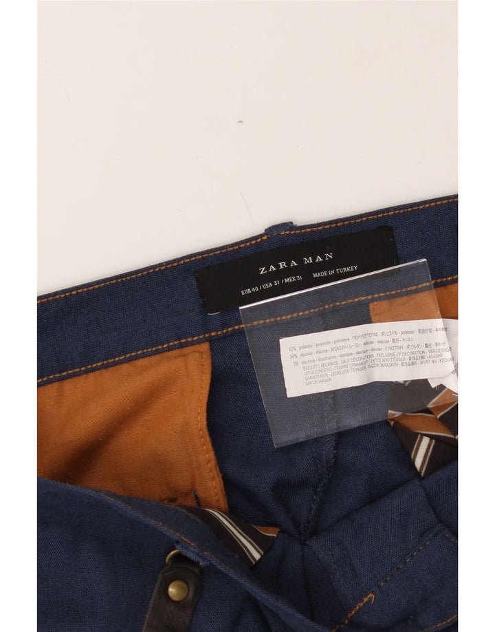 ZARA Mens Slim Chino Trousers EU 40 Medium W31 L31 Navy Blue Polyester Vintage Zara and Second-Hand Zara from Messina Hembry 