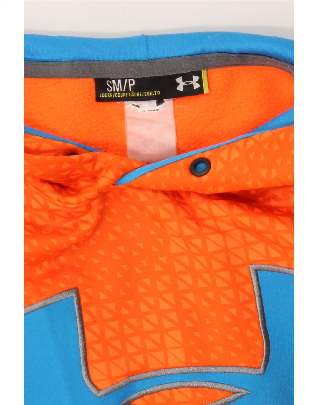 UNDER ARMOUR Mens Graphic Hoodie Jumper Small Orange Geometric Vintage Under Armour and Second-Hand Under Armour from Messina Hembry 