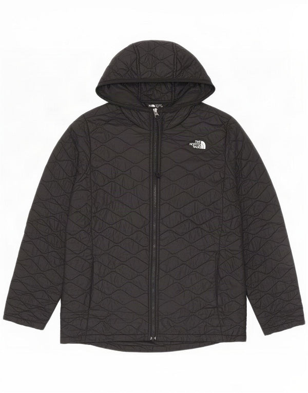 The North Face Girls Hooded Quilted Jacket 14-15 Years XL Black Nylon
