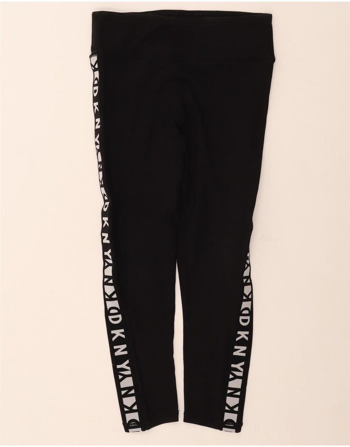 DKNY Womens Graphic Capri Leggings UK 12 Medium Black Cotton