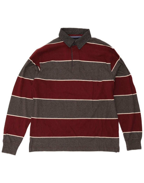 Gant Herren Langarm-Rugby-Poloshirt XL, burgunderrot, gestreift, Baumwolle