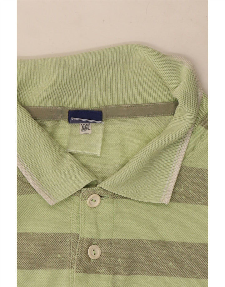 Asics Herren Poloshirt 2XL Grün gestreift Baumwolle