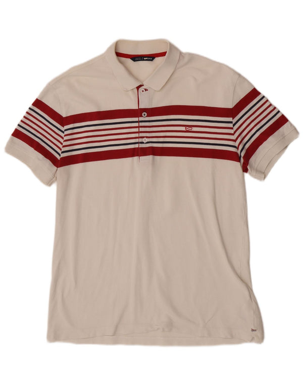 Gas Herren Poloshirt XL weiß gestreift aus Baumwolle