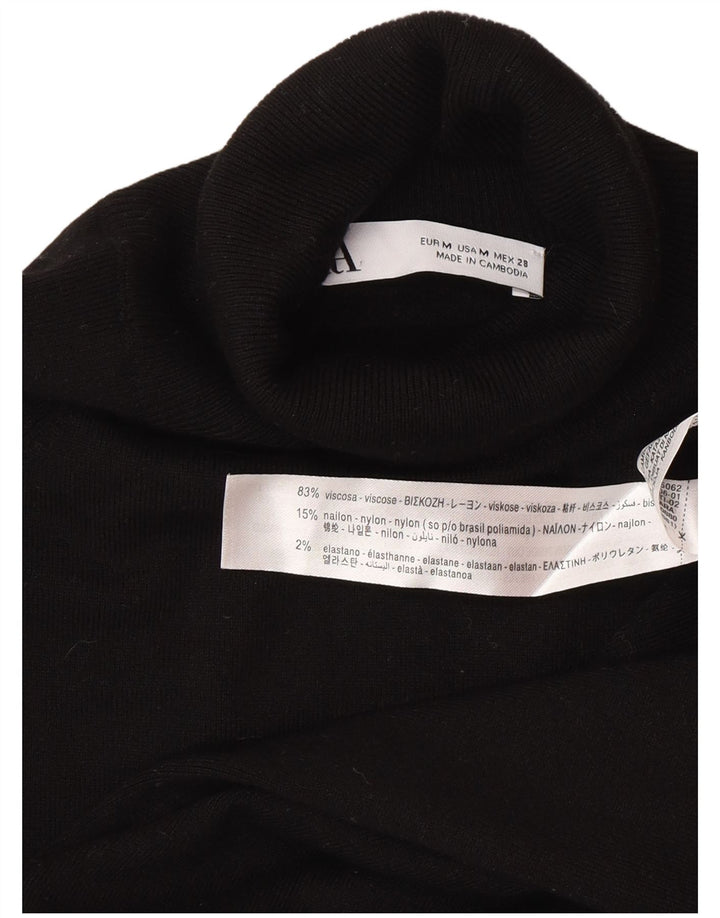 Kurzärmliger Rollkragenpullover von Zara für Damen, Gr. 12, mittelschwarz