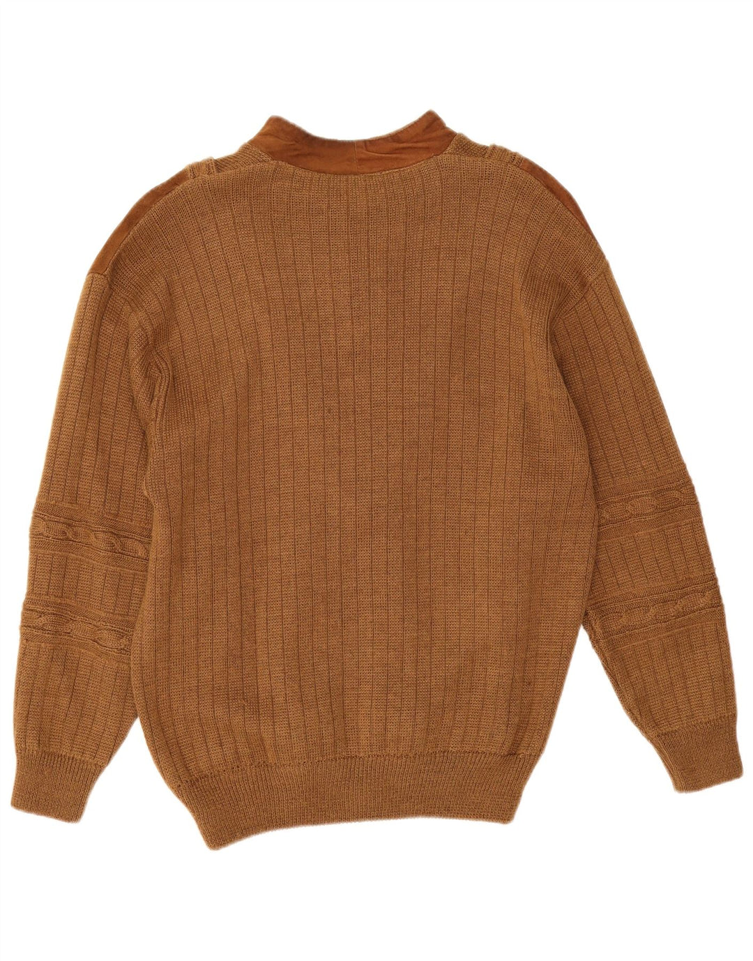 Laura Pucci Herren-Pullover mit Knopfkragen, Mittelbraun