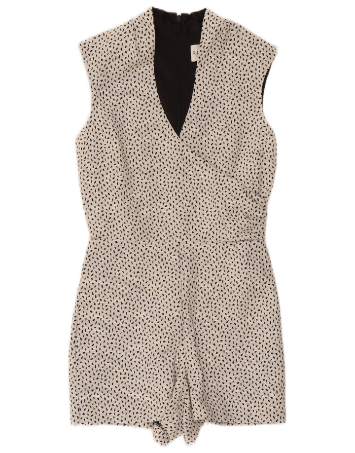 Reiss Womens Playsuit UK 8 Small Weiß gepunktete Baumwolle